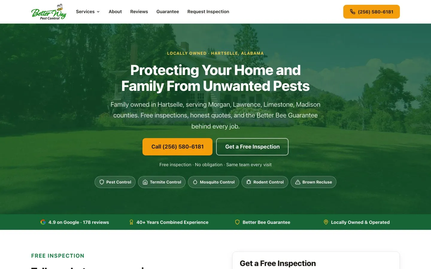 The Better Way Pest Control homepage