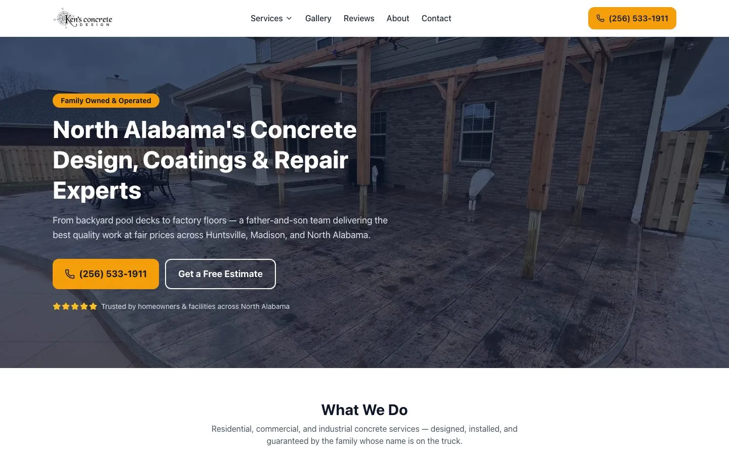 The Ken's Concrete Design homepage