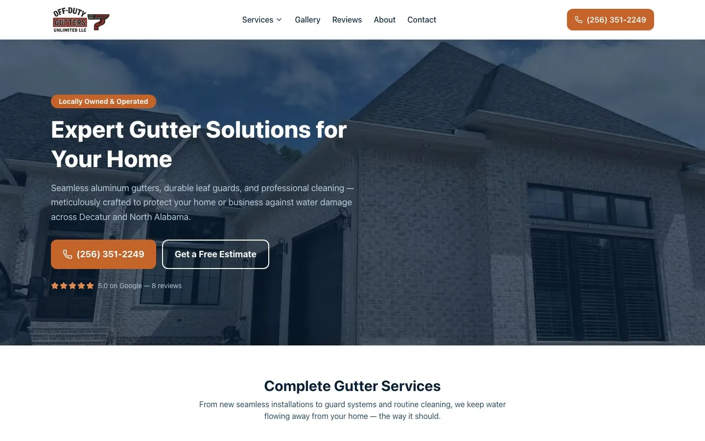 The Off Duty Gutters Unlimited homepage